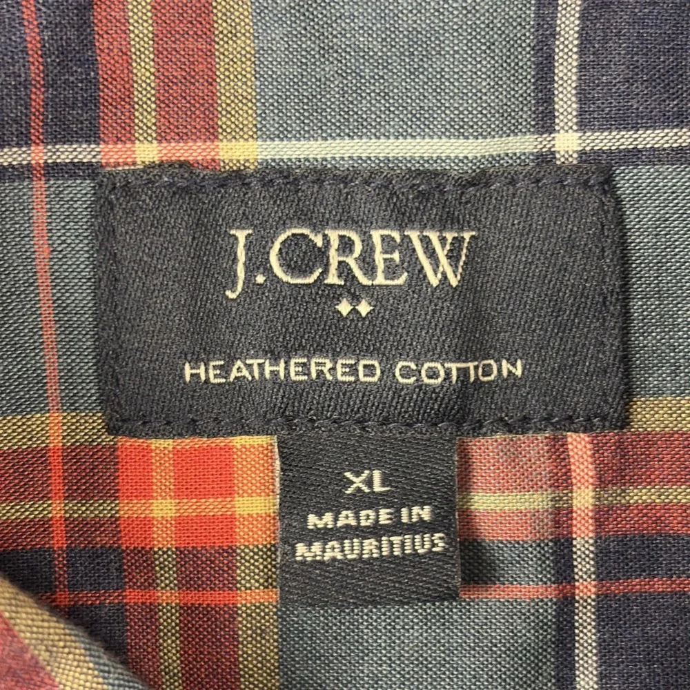 J.Crew Button Down Shirt Mens XL Blue Plaid Heathered Cotton Long Sleeve 47166